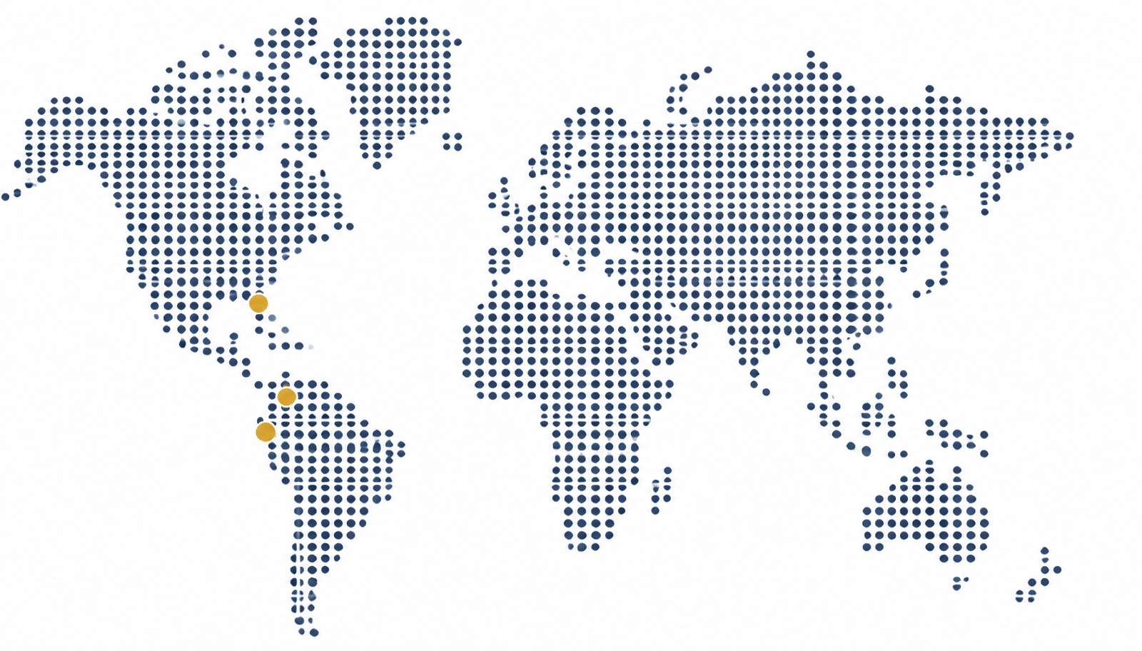 Mapa de presencia de Synaptica en Colombia, Ecuador y Estados Unidos